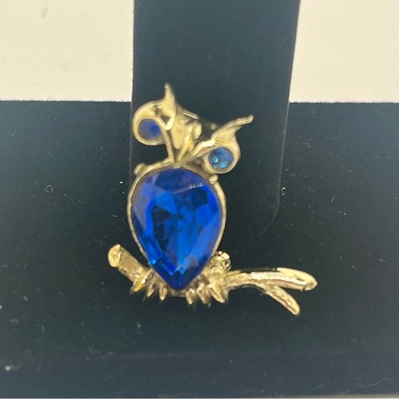 Doddz Jelly Belly style Owl Brooch with Striking Blue Stones. Signed. - Picture 6 of 9